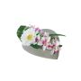 Konstblomsarrangemang med gerbera, orkidé, ros och lilja ERENE, dekorativ kruka, vit-lila-cerise, 12cm, Ø25cm