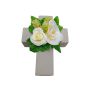 Konstgjord blomsterarrangemang med ros, orkidé, humle ARIADNA, planteringskors, vitt, 20x15x9cm