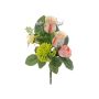 Konstgjord blomsterarrangemang med ros, ranunkel och allium HOKUNA, stödpinne, rosa-gul, 27cm, Ø20cm