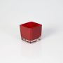 Värmeljushållare KIM EARTH i glas, röd, 6x6x6cm