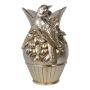 Dekorativ blomvas ACADIA med fågel, syntetisk harts, silver-guld, 18cm, Ø14,5cm