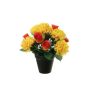 Konstgjord blomsterarrangemang med krysantemum och ros YESHE, dekorativ kruka, gul-orange, 28cm, Ø22cm