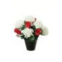 Konstgjord blomsterarrangemang med krysantemum och ros YESHE, dekorativ kruka, krämröd, 28cm, Ø22cm