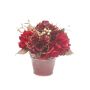 Konstgjord blomsterarrangemang hortensia, bär SUKI, dekorativ kruka, röd-guld, 25cm, Ø25cm