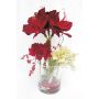 Konstblomsarrangemang med amaryllis, hortensia TASHI, dekorativt glas, röd-krämfärgad, 40cm, Ø23cm