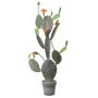 Dekorativ fikonkaktus LEODORA med blommor, dekorativ kruka, grön-orange, 120cm