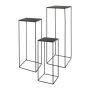 Blomsterbord i metall ULAAKA, 3 st, svart, 19x19x50cm, 22x22x60cm, 25x25x70cm