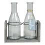 Glasflaska ANYA, med träställ, 2 glas, klar, 18x8x20cm