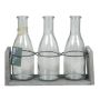 Flaska ANYA i glas, med träställ, 3 glas, klar, 25x8x20cm