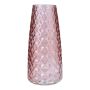 Blomvas AMALFRIED med rombmönster, glas, gammaldagsrosa, antikrosa, 21cm, Ø10cm