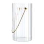 Dekorationsvas BLANDINA med handtag, glas, räfflad, transparent-guld, 18cm, Ø10cm