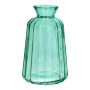 Dekorflaska i glas TATIANA med räfflor, turkos-klar, 11cm, Ø6,5cm