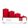 Adventskrans med blockljus JENARO, 4 st, i olika storlekar, röd, 6cm, 8cm, 10cm, 12cm, Ø5cm - Tillverkad i Tyskland
