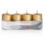 Adventskrans med blockljus JENARO, 4 st, guld, 8cm, Ø5cm, 18 timmar - Tillverkad i Tyskland