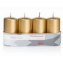 Adventskrans med blockljus JENARO, 4 st, guld, 10cm, Ø5cm, 23 timmar - Tillverkad i Tyskland