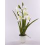 Konstgjord Cymbidium-orkidé NALA i terrakottakruka, krämfärgad, 50cm