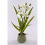 Konstgjord Cymbidium-orkidé NALA i keramikkruka, krämfärgad, 50cm