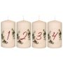 Adventsljus CHRISTOPHORUS med siffror i fototryck, 4 st, krämfärgade, 13cm, Ø6,8cm, 52 timmar - Tillverkad i Tyskland, krämfärgad-färgglad