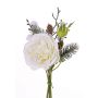 Textilrosbukett FANNI, kottar, snötäckt, vit, 30cm, Ø15cm