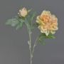 Konstgjord pionkvist MALINE, snötäckt, laxgul, laxros-gul, 60cm, Ø13cm