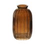 Flaska SILVINA i glas, räfflad, orange-brun-klar, 12cm, Ø7cm