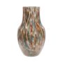 Rund glasvas RUSSELL, leopardmönster, guld-brun-blå-klar, 26cm, Ø18cm