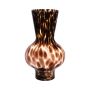 Rund glasvas RUSSELL, leopardmönster, brun-klar, 30cm, Ø18cm