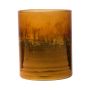 Maxi-te-ljusglas RIGOBERTO, guldbotten, orange-brun-klar, 12,5cm, Ø10cm