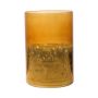 Maxi-te-ljusglas RIGOBERTO, botten i guld, orange-brun-klar, 15cm, Ø10cm