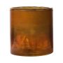 Maxi-te-ljusglas RIGOBERTO, guld i toppen, orange-brunt-klart, 10cm, Ø10cm