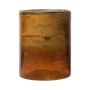 Maxi-te-ljusglas RIGOBERTO, guld i toppen, orange-brunt-klart, 12,5cm, Ø10cm