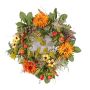 Konstgjord höstkrans SABINE, gerbera, gul-orange, Ø30cm