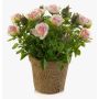 Konstgjord ros LARAINA i dekorativ kruka, rosa, 15cm