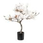 Konstgjord magnoliaträd DOLS, konstgjord stam, med blommor, snötäckt, LED-belysning, 60cm