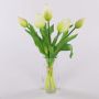 Konstblommor, tulpanbukett LEANA, vit-grön, 30cm, Ø20cm