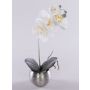 Konstgjord Phalaenopsis-orkidé KAREN, dekorativ kruka, frostad, vit, 35cm
