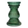Glasblomvas ELEONORE med räfflor, återvunnen, grön-klar, 20cm, Ø12,5cm