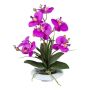 Konstblomsarrangemang med Phalaenopsis-orkidé HIKABU med korkskruvssträck, keramikkruka, rötter, lila, 40cm