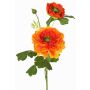 Konstgjord ranunkelgren SAGARA, orange-grön, 45cm, Ø5-9cm
