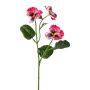 Dekorativ gren med penséer FREVON, cerise-vit, 45cm