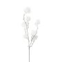 Dekorativ kvist med fjäderbuske SMORKE med blommor, frusen, vit, 70cm, Ø6-8cm