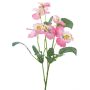 Dekorativ kvist med penséer SIREL, rosa-gul, 65cm