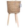 Skandinavisk korgplanteringskruka SOLEA, träben, beige, 34cm, Ø21,5cm