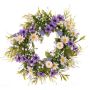 Konstgjord blomkrans med margeriter, kosmos MAGADI, muscari, slöjblomma, lila-vit, Ø30cm