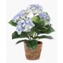 Konstblomma hortensia LAIDA i terrakottakruka, ljusblå, 35cm