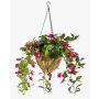 Konstgjord hängande blomsterampel, fuchsia JONKFUN i korg, crossdoor, cerise, 70cm