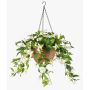 Konstgjord hängande blomsterampel, fuchsia JONKFUN i korg, crossdoor, krämrosa, 70cm
