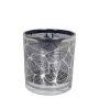 Tealjusglas LEONILLE med skelettbladmotiv, svart-mat-glänsande silver, 7cm, Ø7cm