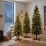 Smal konstgjord julgran OULU SPEED, LED-belysning, 150cm, Ø60cm