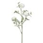 Dekorativ gren med krysantemum FALTON, vit, 55cm